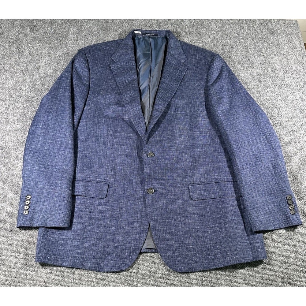 Cremieux LORO PIANA Men's 50R Blazer Wool/Silk/Linen Blue Lined Made In Italy